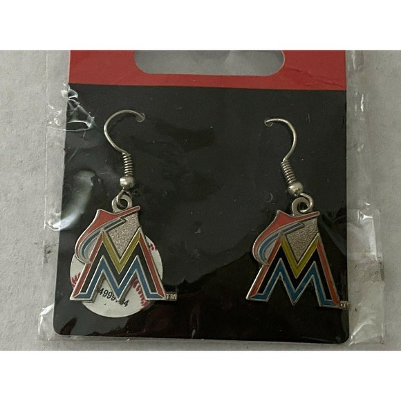 Miami Marlins Logo Dangle Earrings Marlins Fans - Picture 6 of 12